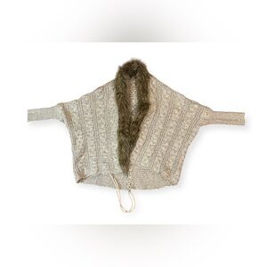 XOXO Cardigan Sweater with Faux Fur Trim